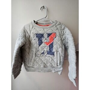 Tommy Hilfiger Kids XS 4-5 Gray Quilted Sweatshirt H Logo Pullover Crewneck